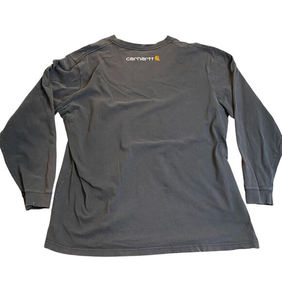 Carhartt Mens Shirt 2XL Tall Long Sleeve Black Logo Cotton Casual with Flaws - Picture 2 of 12